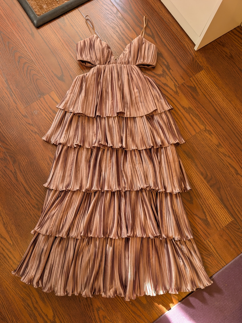 BHLDN Carly Cushnir Anthro Breanna Bronze Tier Maxi Dress Wedding Event